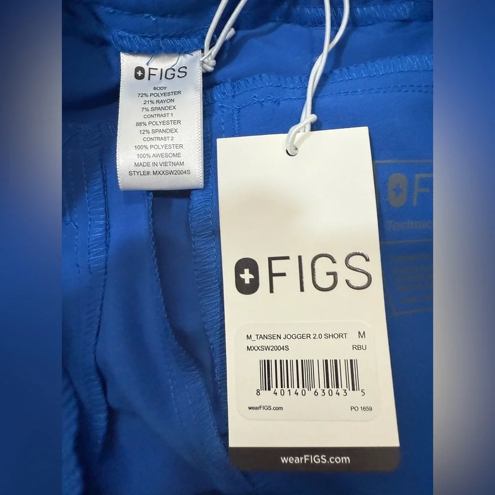 Figs Men’s Tansen Jogger 2.0 Short Scrub Pants Blue Size M NWT